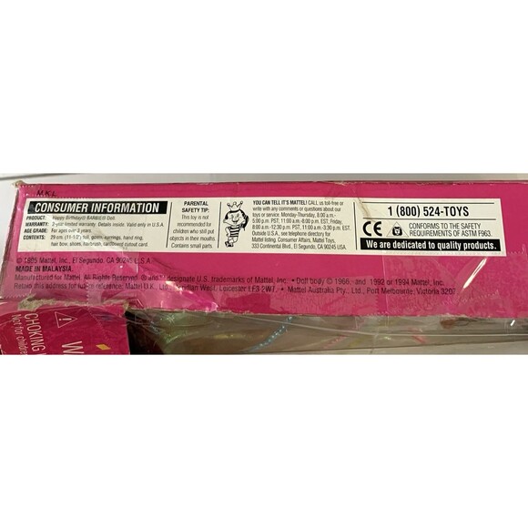 Mattel African American "Happy Birthday Barbie" 1966-1994 Never out of Box-Notes - Picture 5 of 8